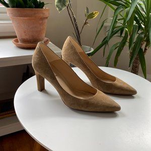 LK bennett Tess Beige Closed Courts block heel in taupe suede, size 42